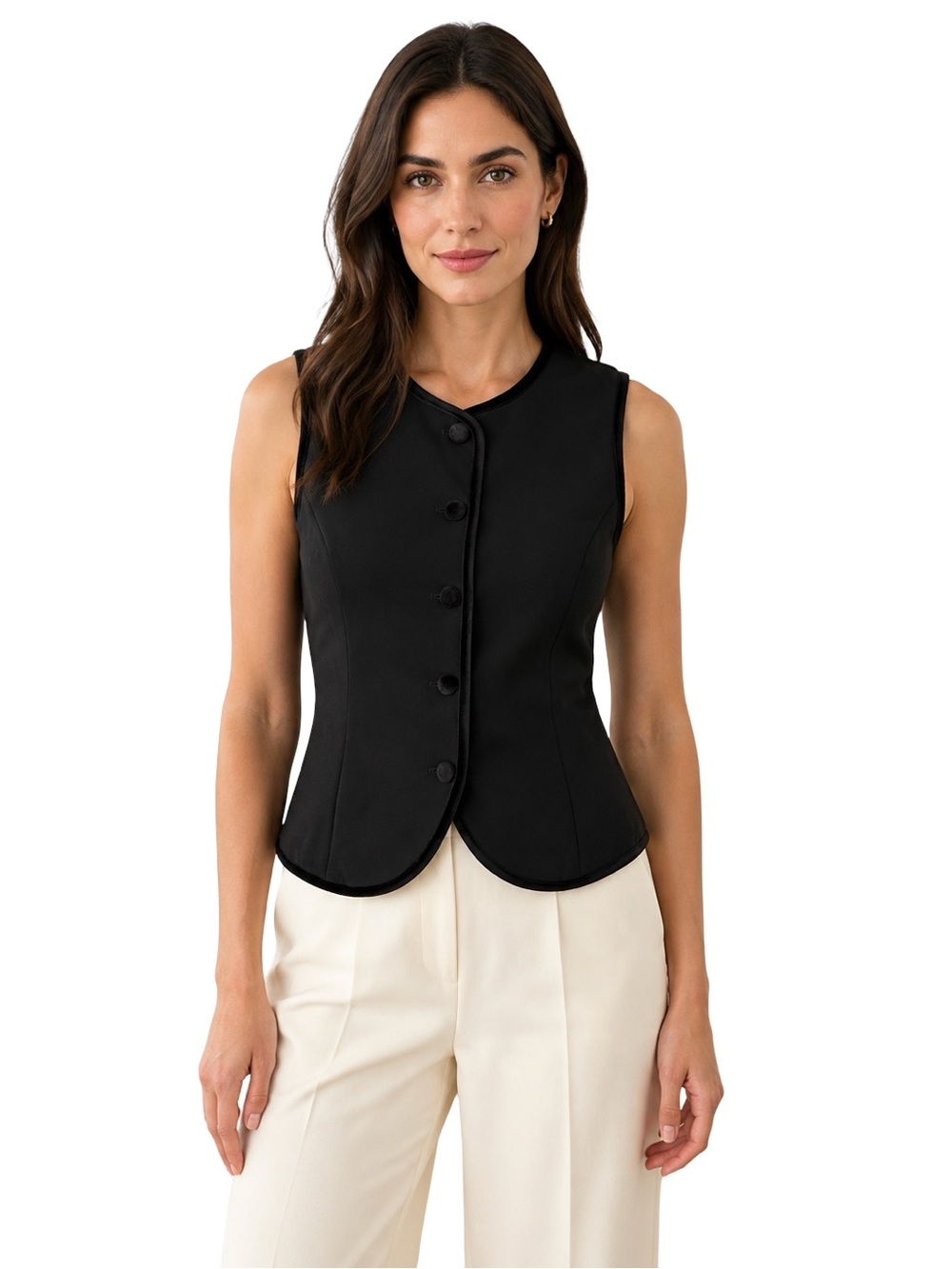 Christian Lacroix Black Tailored Button Front Waistcoat Vest Size 4 NWT